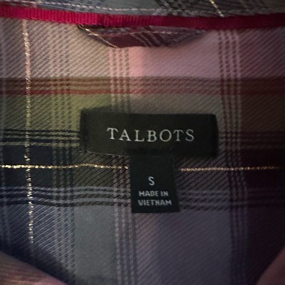Talbots Metallic Thread Plaid Button-Down Shirt – Size Small - Picture 5 of 6